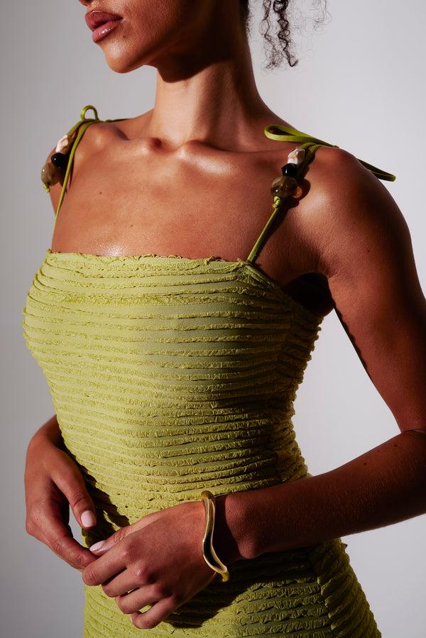 South Beach Eleanor Frilly Maxi Dress In Green