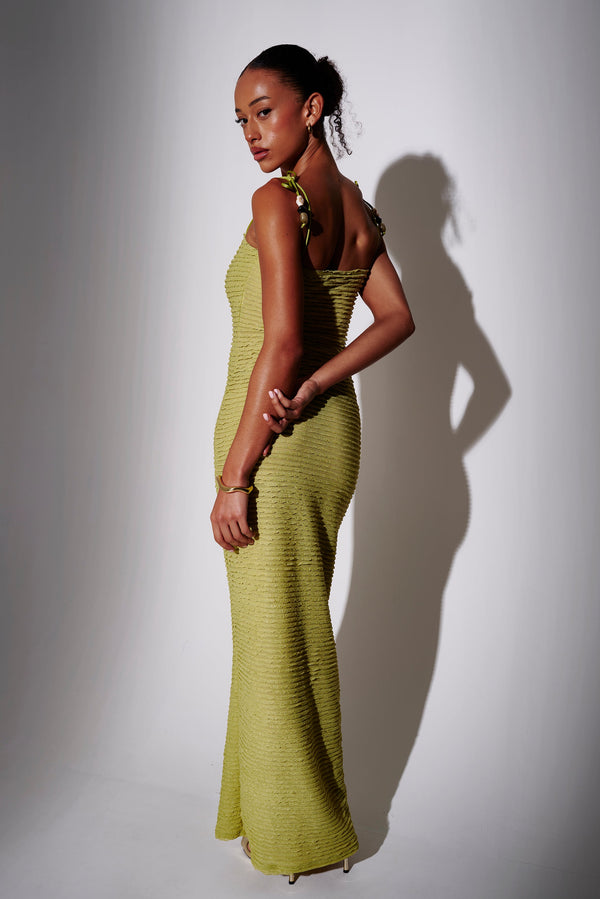 South Beach Eleanor Frilly Maxi Dress In Green