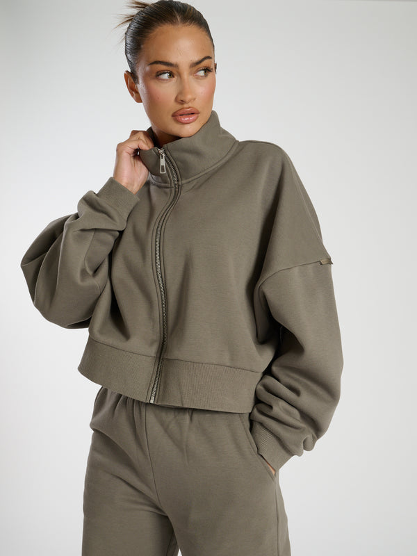 south beach Funnel Jacket in Khaki