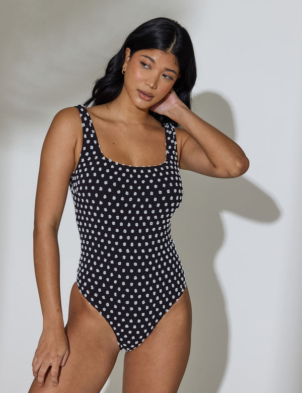 South Beach Gelato Polka Dot Swimsuit In Black