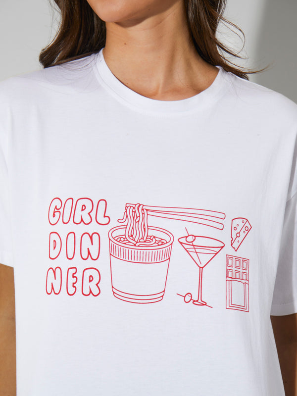 South Beach Girl Dinner Graphic Tee In White