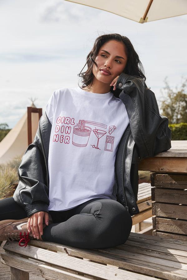 south beach Girl Dinner Graphic Tee in White