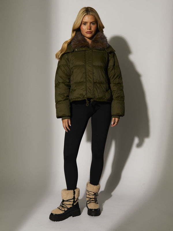 South Beach Huddle Padded Jacket In Khaki