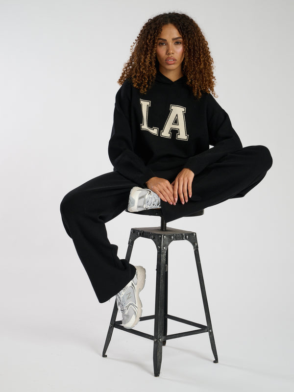 South Beach Hunker Down Knitted Hoodie In Black