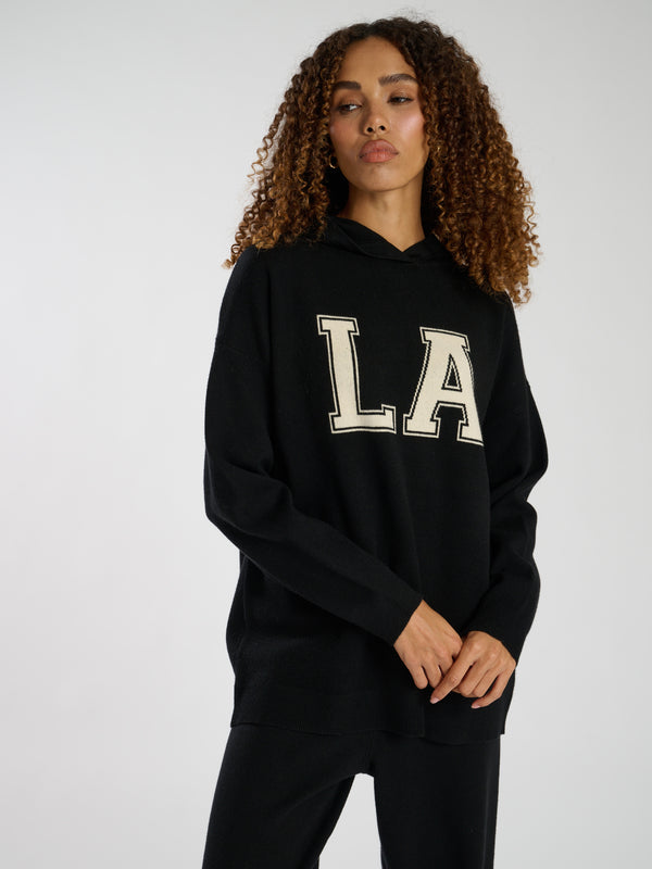 South Beach Hunker Down Knitted Hoodie In Black