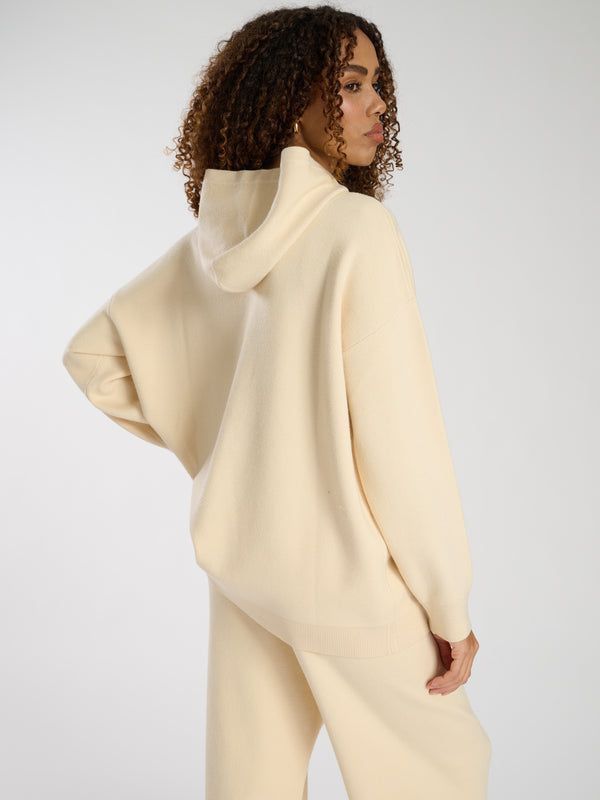 South Beach Hunker Down Knitted Hoodie In Butter