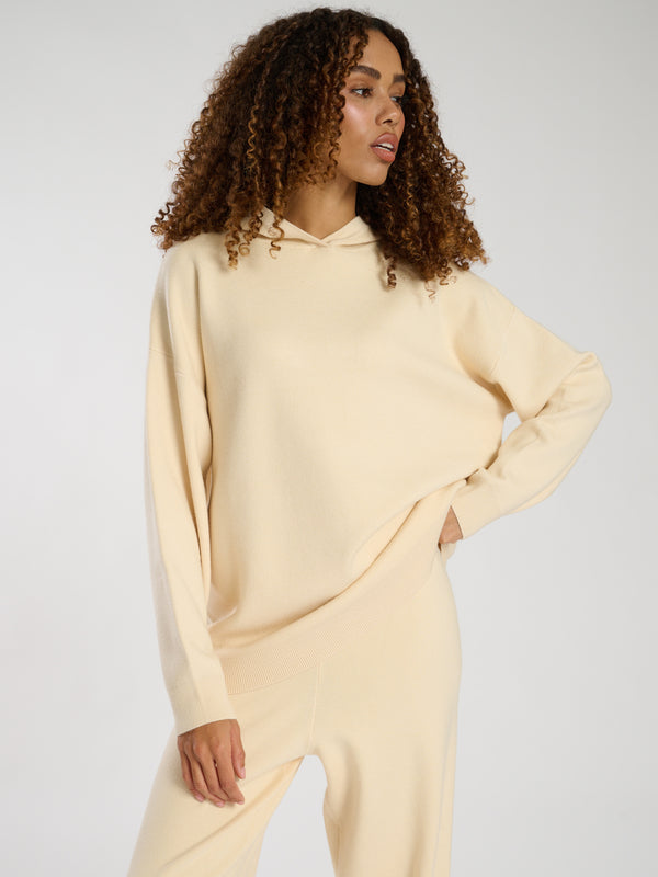South Beach Hunker Down Knitted Hoodie In Butter