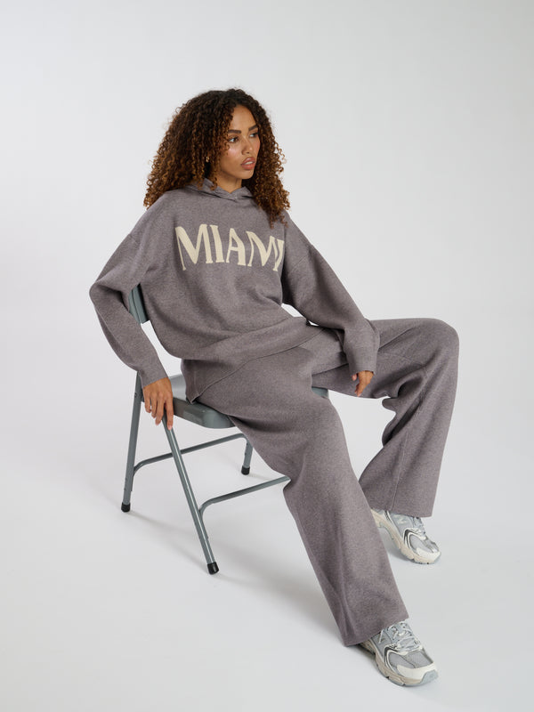 South Beach Hunker Down Knitted Hoodie In Grey