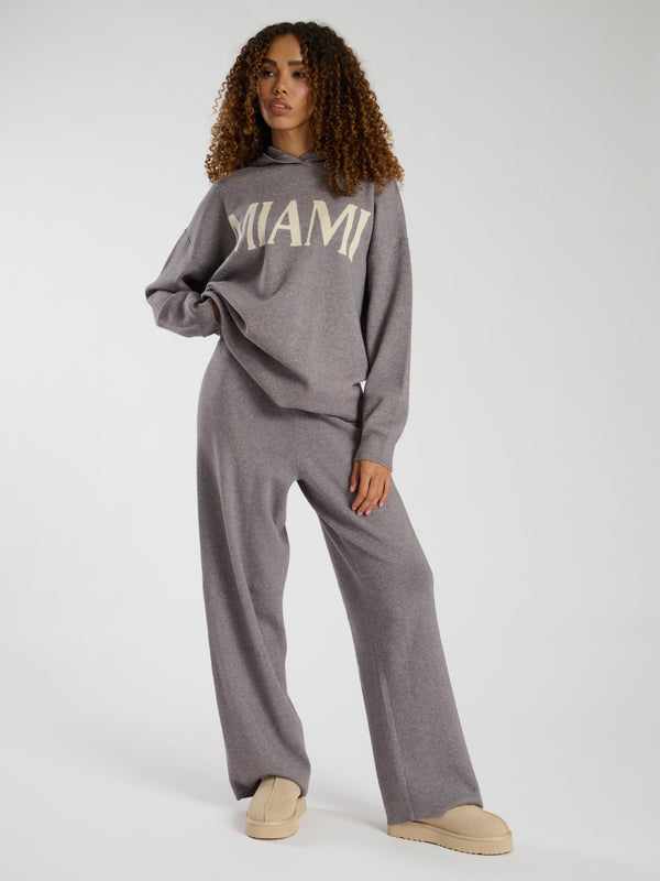 South Beach Hunker Down Knitted Hoodie In Grey