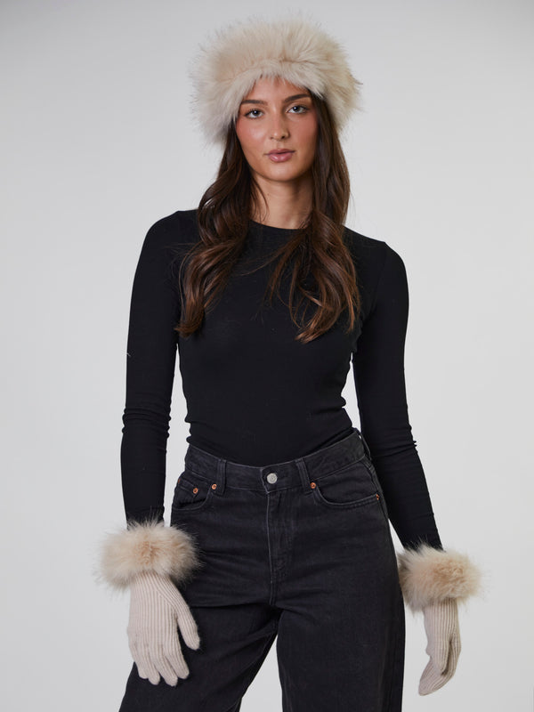 South Beach Igloo Hat & Glove Set In Beige