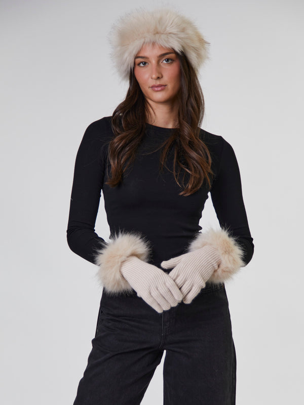 south beach Igloo Hat & Glove Set in Beige