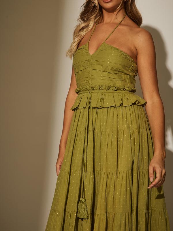 South Beach Isla Halter Dress In Green