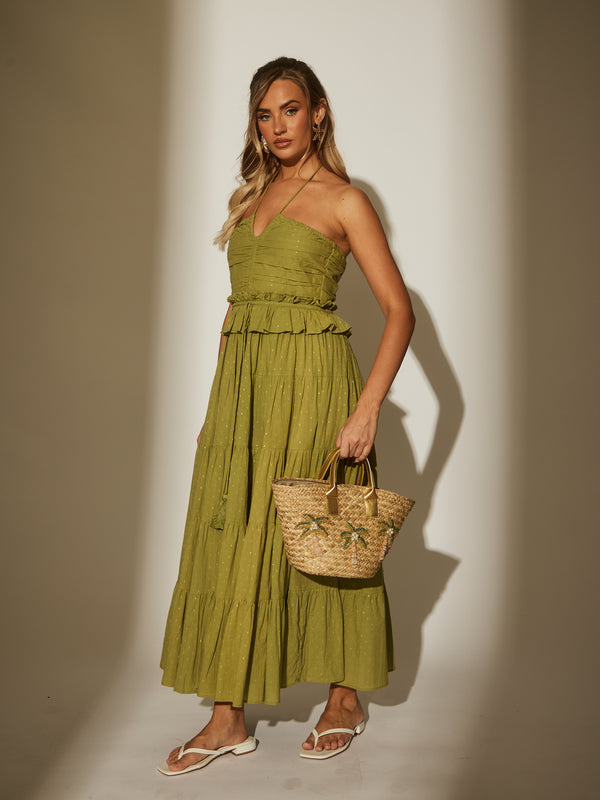 South Beach Isla Halter Dress In Green