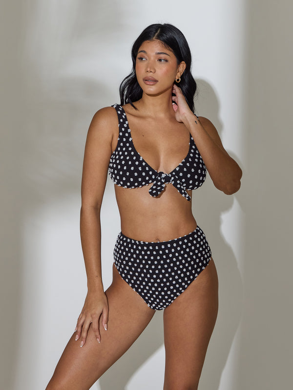 South Beach Jade Polka Dot Bikini Top In Black
