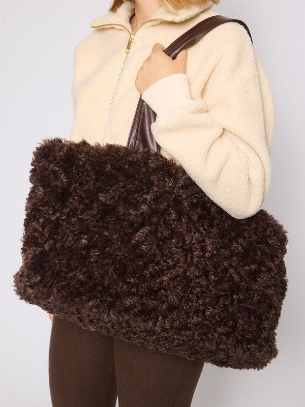 South Beach Jetty Faux Fur Tote In Brown