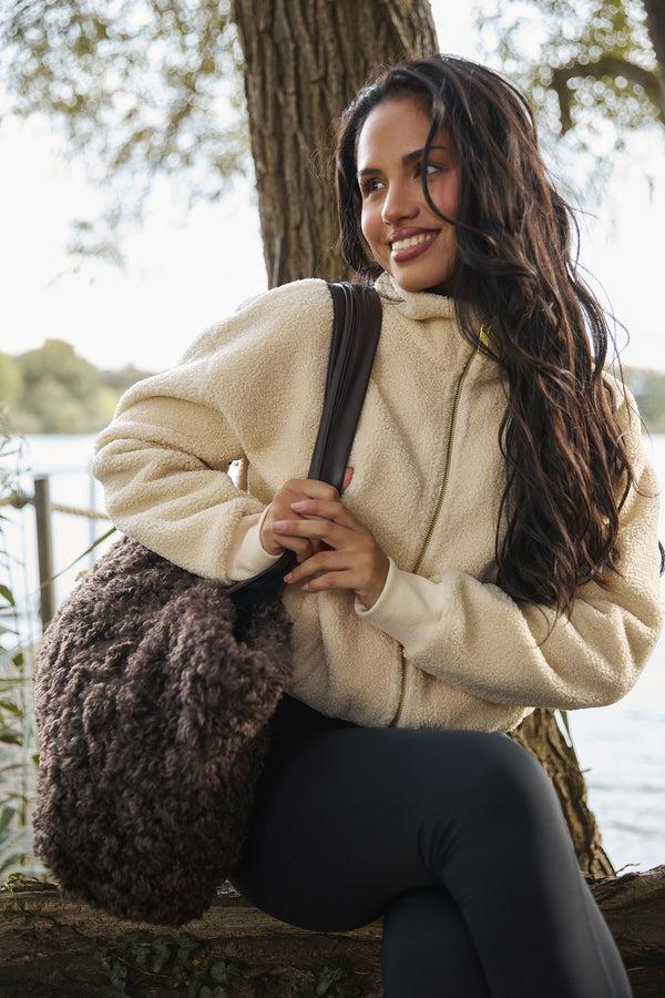 South Beach Jetty Faux Fur Tote In Brown