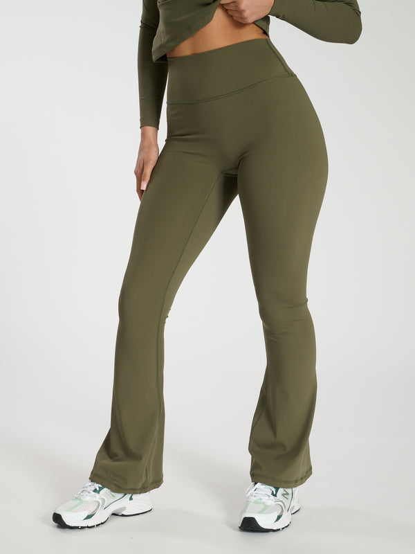 South Beach Kickstart Flare Leggings In Khaki