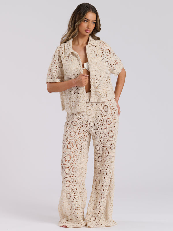 south beach Laze Beach Trousers in Vanilla Crochet