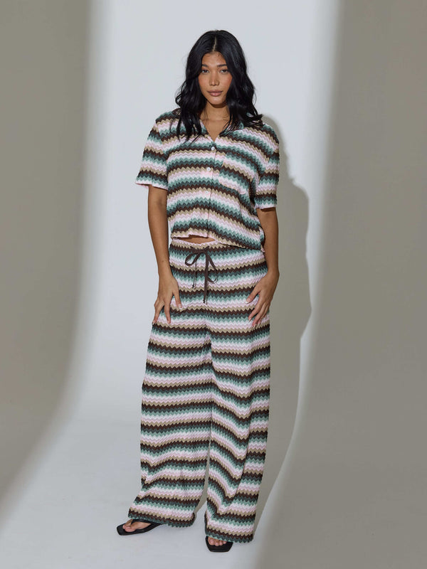 South Beach Laze Crochet Trousers In Multi Stripe