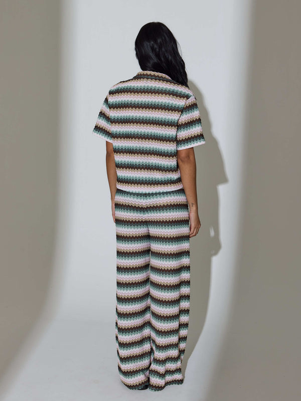 South Beach Laze Crochet Trousers In Multi Stripe