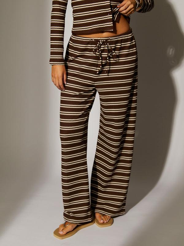 South Beach Laze Waffle Trousers In Chocolate