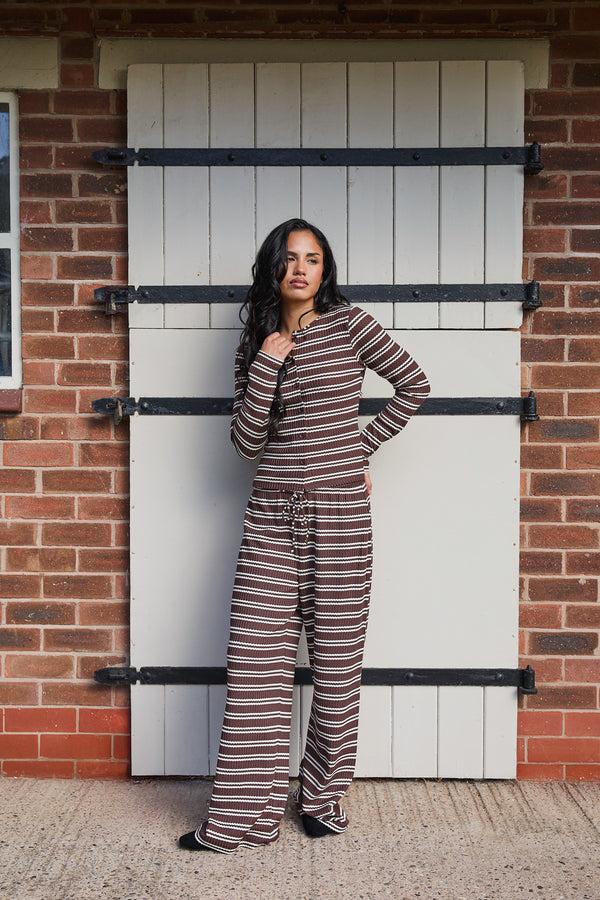 south beach Laze Waffle Trousers in Chocolate