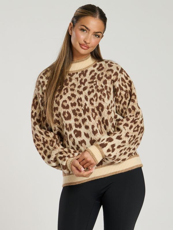 South Beach Lodge Jumper In Leopard