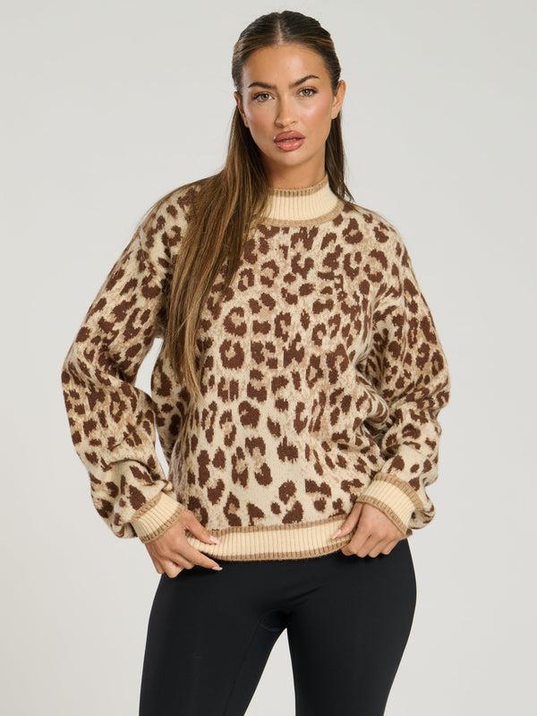 South Beach Lodge Jumper In Leopard