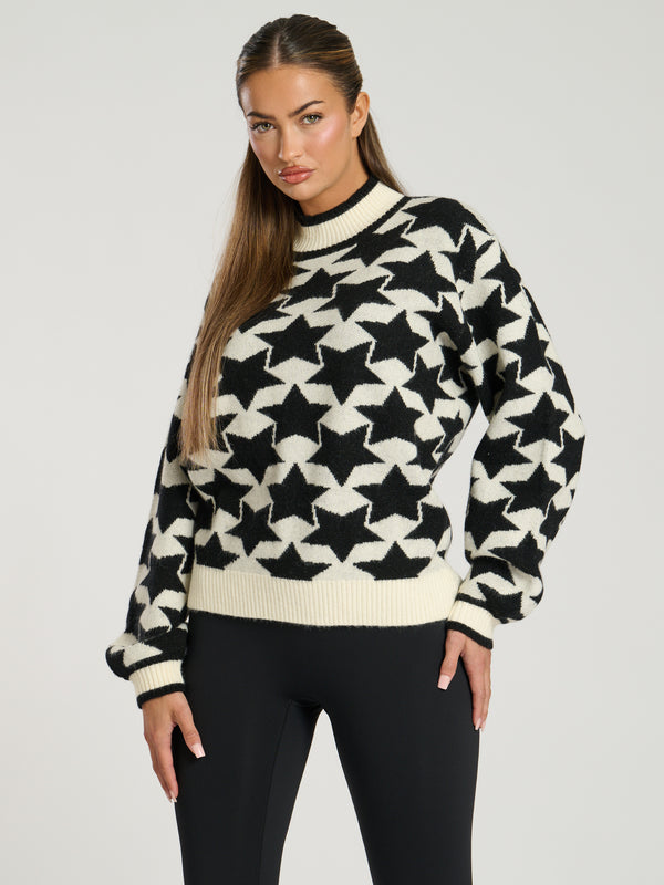 South Beach Lodge Star Jumper In Monochrome