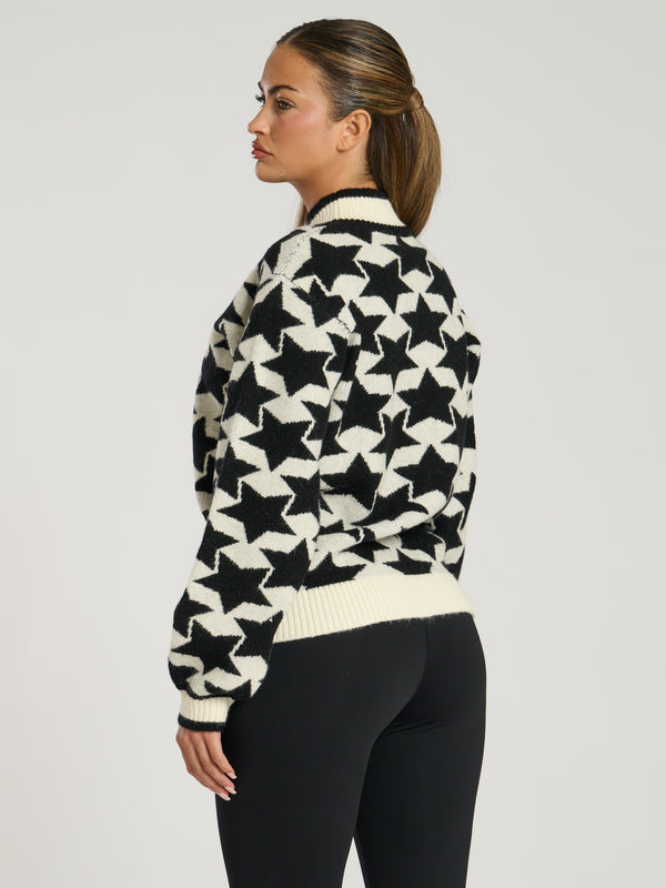 South Beach Lodge Star Jumper In Monochrome