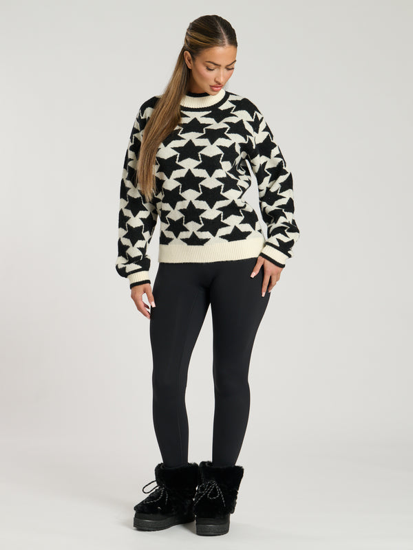 South Beach Lodge Star Jumper In Monochrome