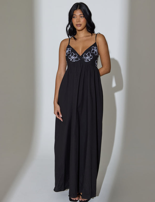 South Beach Maya Tie Shoulder Maxi Dress In Black