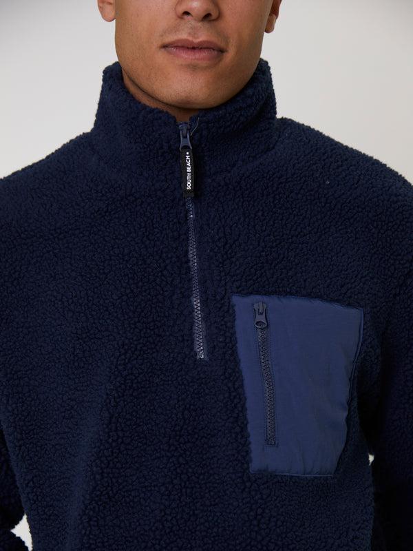 South Beach Men's Borg 1/4 Zip Jacket