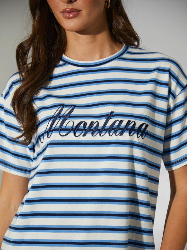 South Beach Montana Blue & White Striped Tee