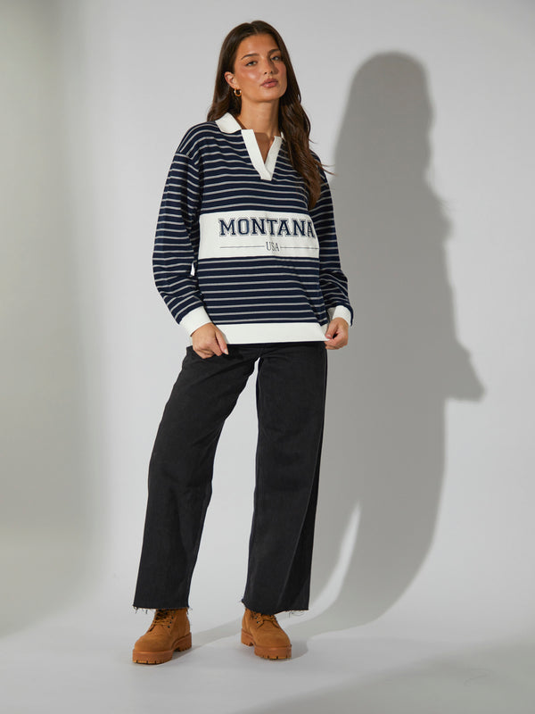 South Beach Montana Striped Rugby Shirt