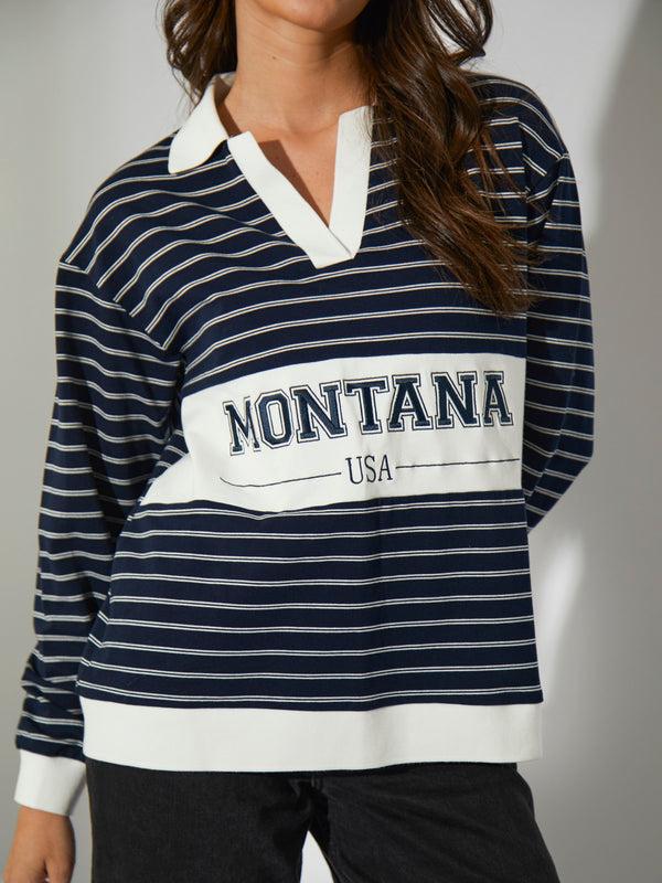 South Beach Montana Striped Rugby Shirt