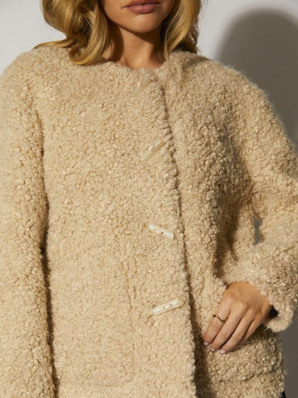 South Beach Nestle Faux Fur Jacket In Beige