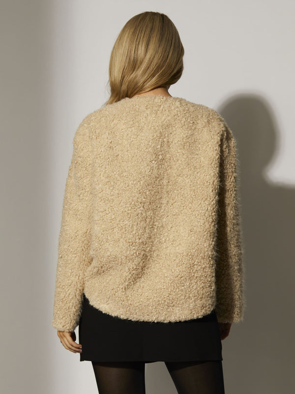South Beach Nestle Faux Fur Jacket In Beige