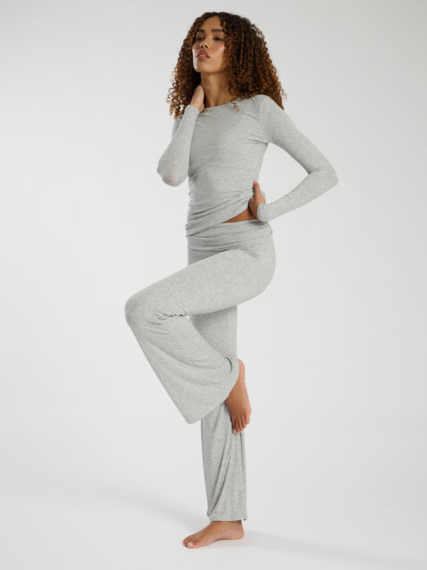 South Beach Overlap Flared Leggings In Grey