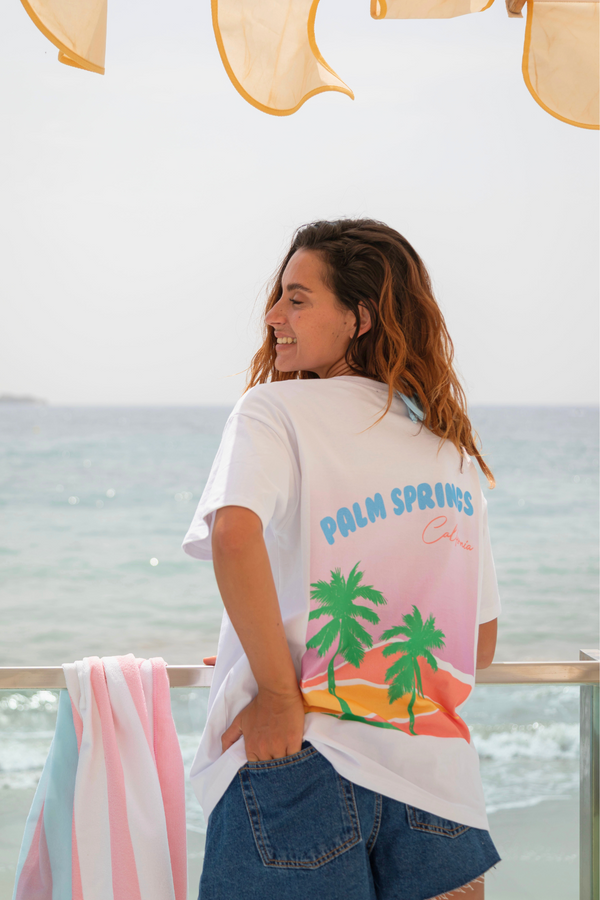south beach Palm Springs Oversized Tee in White