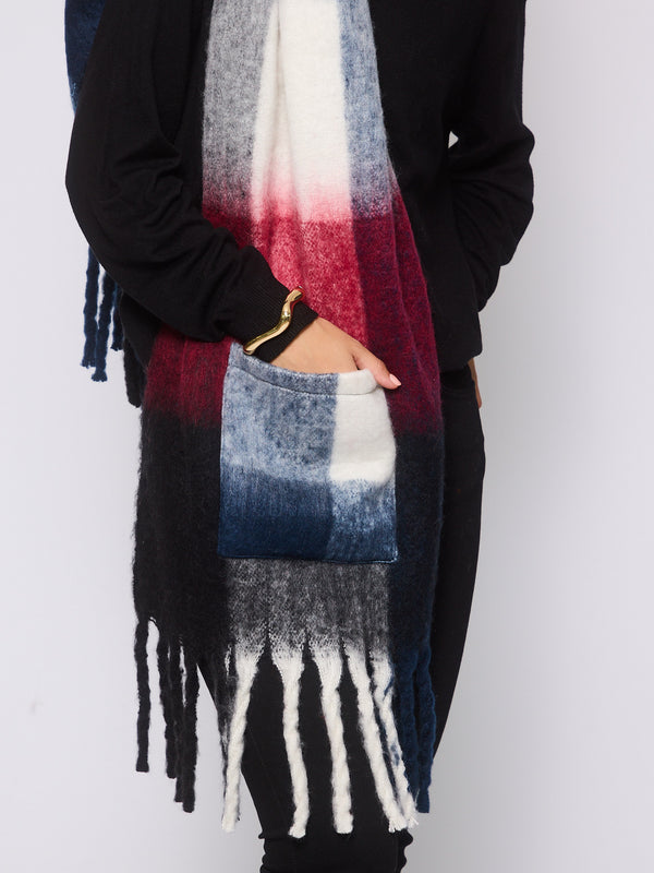 South Beach Pocket Scarf In Multi Tartan