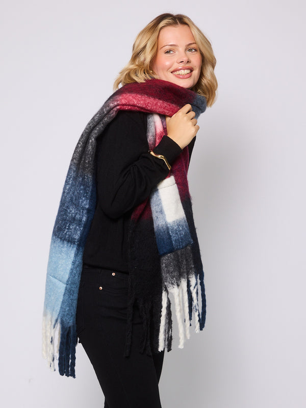 South Beach Pocket Scarf In Multi Tartan