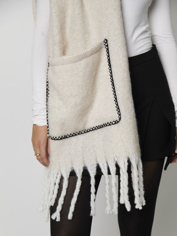 South Beach Pocket Scarf In White