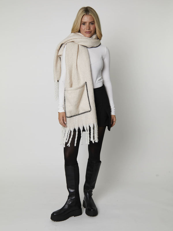 South Beach Pocket Scarf In White