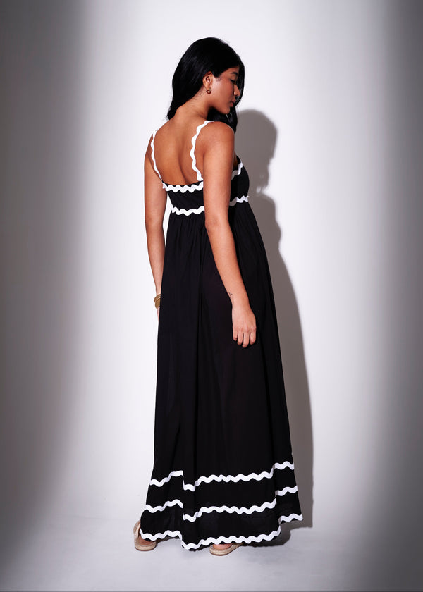 South Beach Ric Rac Maxi Dress In Black