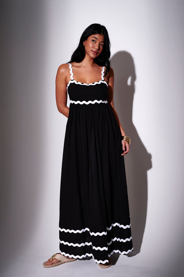 South Beach Ric Rac Maxi Dress In Black