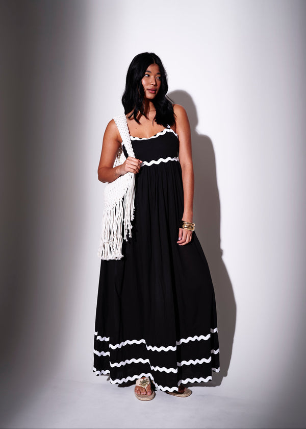 south beach Ric Rac Maxi Dress in Black