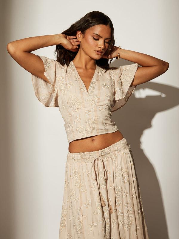 South Beach Riva Wrap Top In Natural