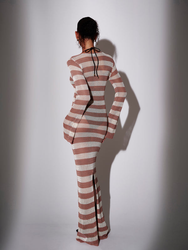 South Beach Sandy Knitted Maxi Kaftan In Beige