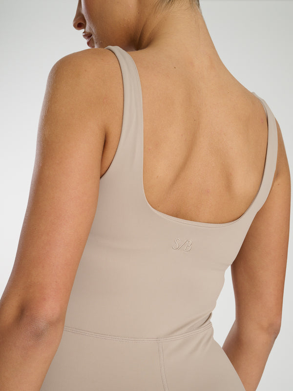 South Beach Scoop Unitard In Stone